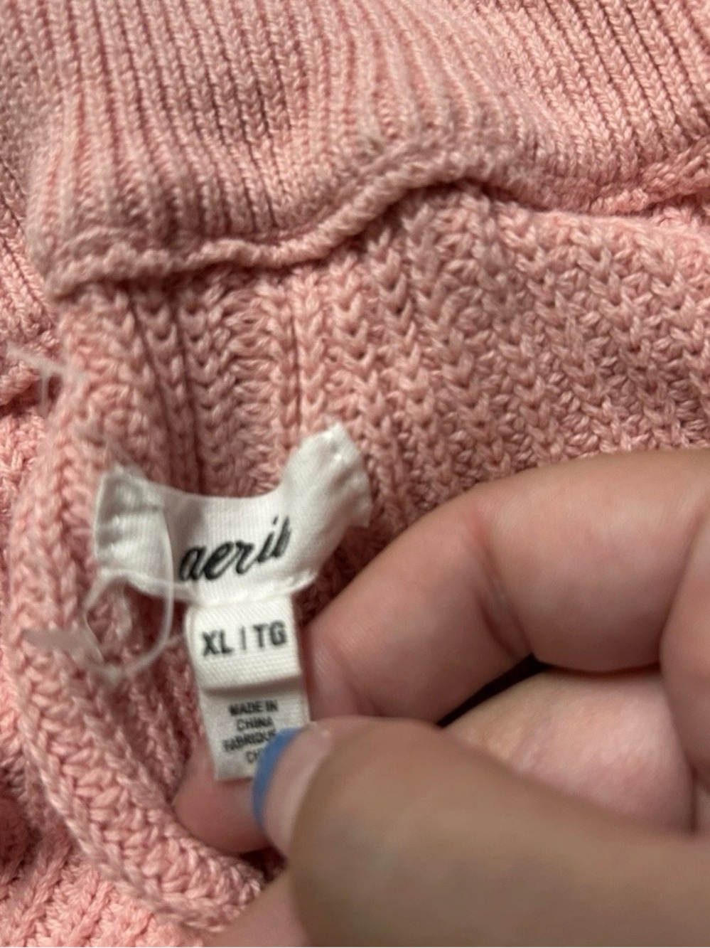 Women’s Aerie Pink Knit 1/4 Zip Pullover Sweater Size XL - Picture 3 of 3